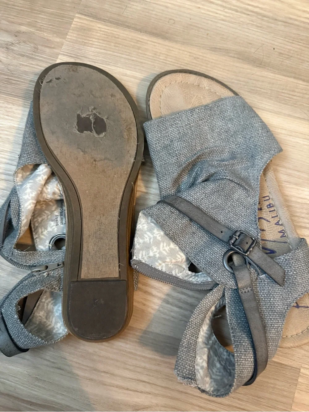 Women's Gray Fabric Slide Sandals